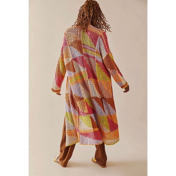 Free People Chasing Rainbows Cardi Crochet Maxi - Picture 4 of 7